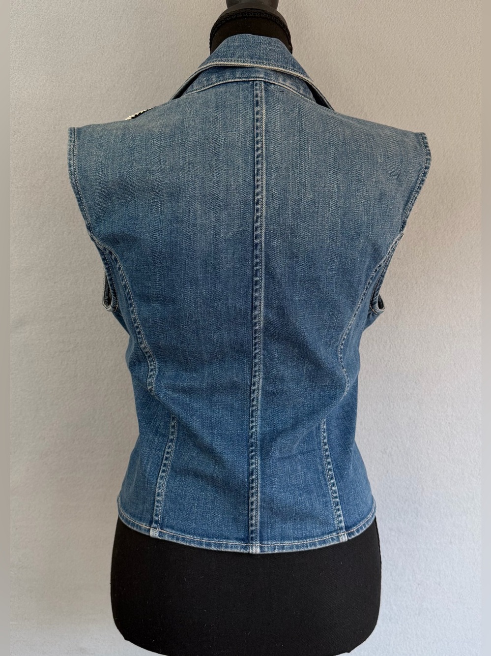 Paige Denim Vest Small Women’s Full Zipper Collared Blue - Picture 4 of 12